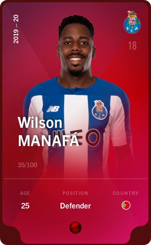 Sorare - Sorare Official - Wilson Manafá 2019-20 • Rare 35/100 - NFT # 81719695323044192944005750838770267601286601594152309124111886459169865786592