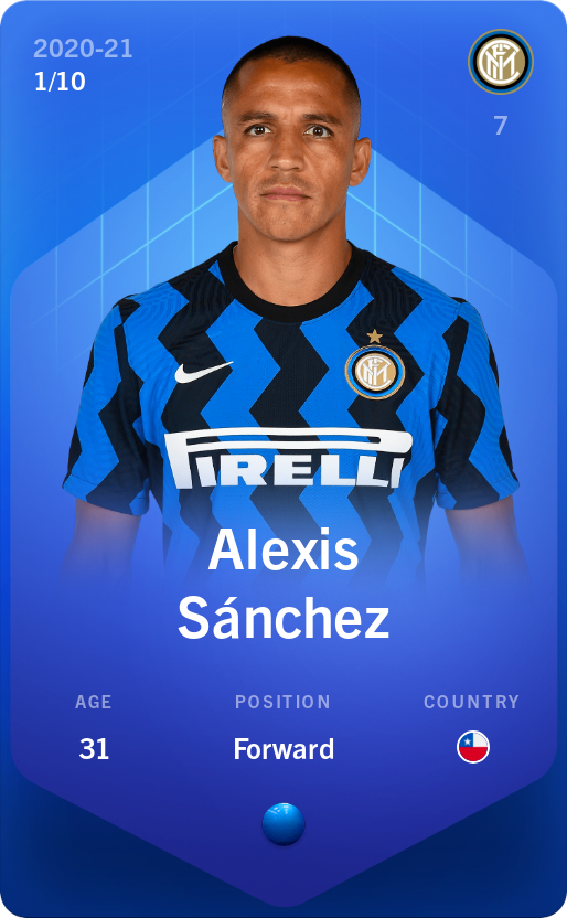 Sorare - Sorare Official - Alexis Sánchez 2020-21 • Super Rare 1/10 - NFT # 75264935506014126477520695943186595975097868143705202063100739067119803442616