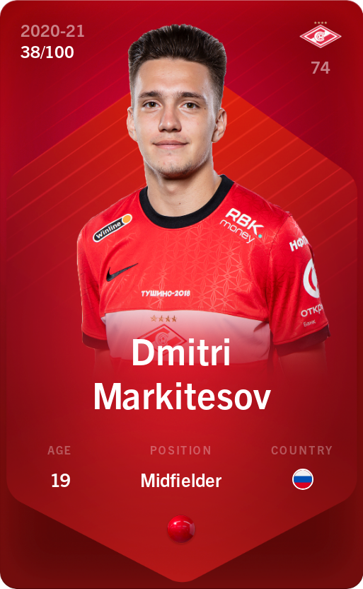 Sorare - Sorare Official - Dmitri Markitesov 2020-21 • Rare 38/100 - NFT # 39537034521419127529872573856827653997681020672609547097166046972556901163045