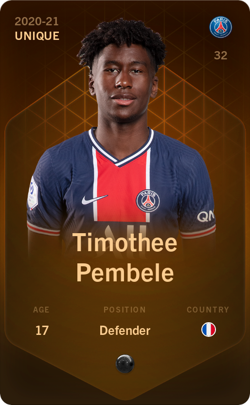 Sorare - Sorare Official - Timothee Pembele 2020-21 • Unique - NFT # 14804793390721845996506319119253257263318402932178853399951580090165799696195