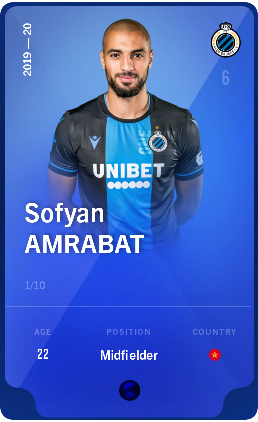 Sorare - Sorare Official - Sofyan Amrabat 2019-20 • Super Rare 1/10 - NFT # 76233464174264345947550279250805411886455762383280113359563139817065274326111