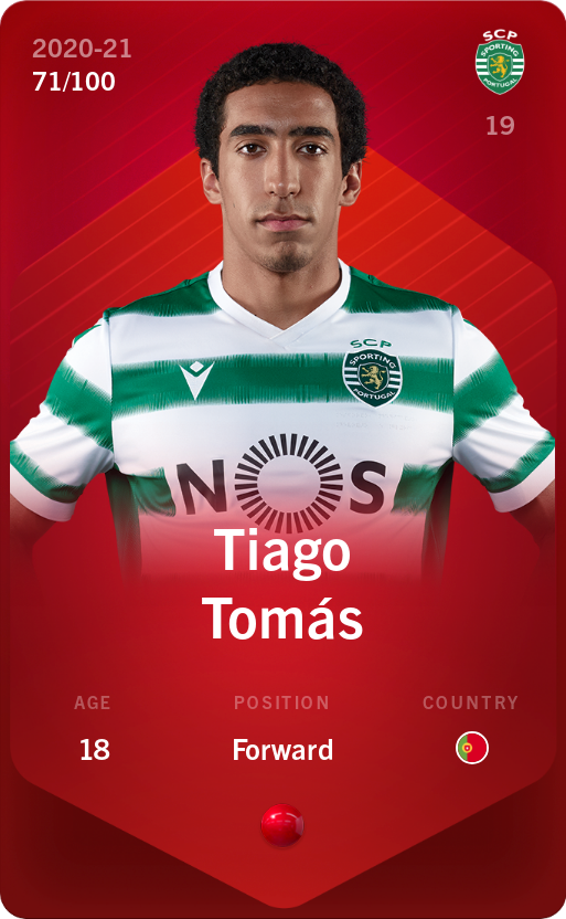 Sorare - Sorare Official - Tiago Tomás 2020-21 • Rare 71/100 - NFT # 21436172144474105806252122229234438693088467729278945974980432956434400671072