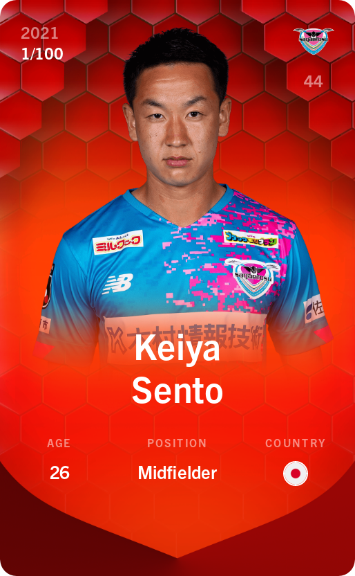 Sorare - Sorare Official - Keiya Sento 2021-22 • Rare 1/100 - NFT # 75008202365096936594859645393045650611482842016808350884007971365049686700100