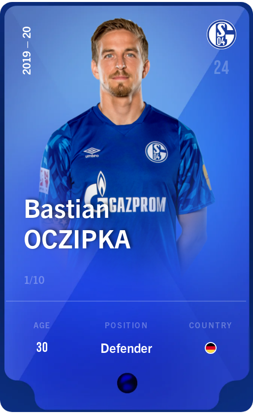 Sorare - Sorare Official - Bastian Oczipka 2019-20 • Super Rare 1/10 - NFT # 18217103046940988572637617485061623749697324992743352491351666480411624692297