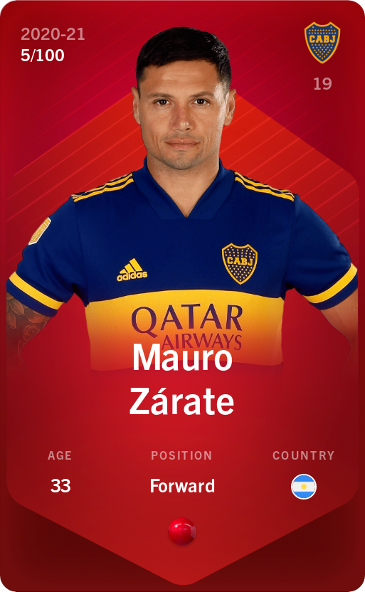 Sorare - Sorare Official - Mauro Zárate 2020-21 • Rare 5/100 - NFT # 9497556848940586639146924320175720635680703349280609395721388982622680251160