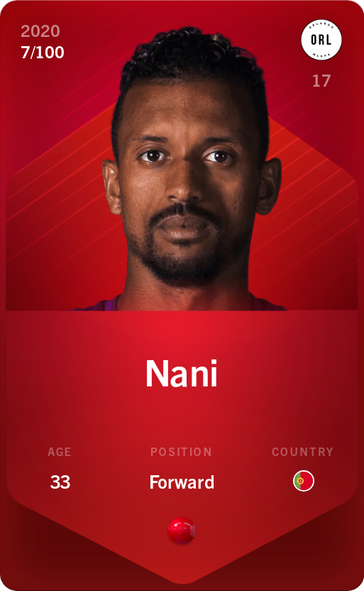 Sorare - Sorare Official - Nani 2020-21 • Rare 7/100 - NFT # 94392604166006385912873141037370603399367571664065261778809576063537670056497