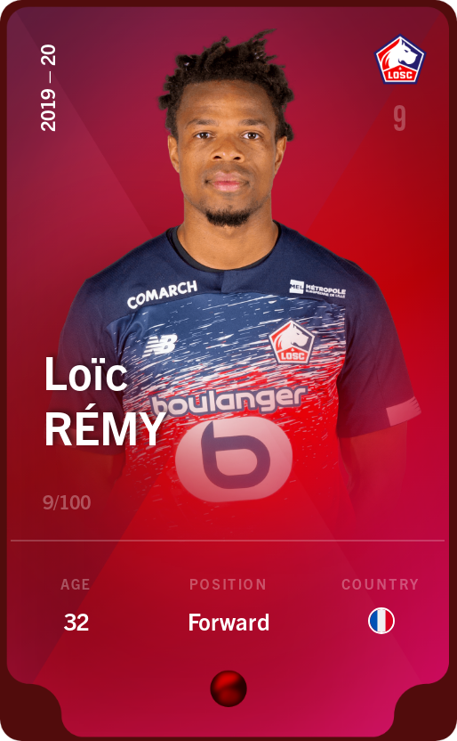 Sorare - Sorare Official - Loïc Rémy 2019-20 • Rare 9/100 - NFT # 82897757768279594562882481566876301903697280353530026505066231074444832332683