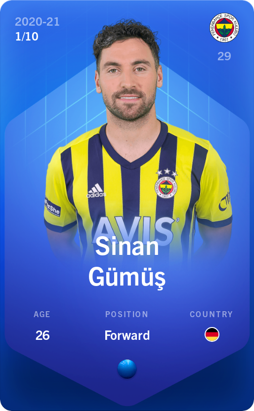 Sorare - Sorare Official - Sinan Gümüş 2020-21 • Super Rare 1/10 - NFT # 16709217797397570413170440537292994729094279817464607747495797318186963266644