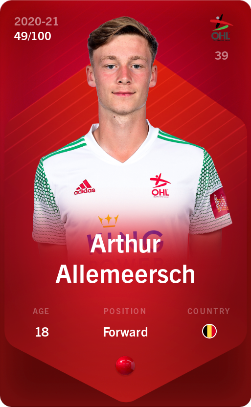 Sorare - Sorare Official - Arthur Allemeersch 2020-21 • Rare 49/100 - NFT # 16925330780169970734078566300778458756839213300362940277079981406845214113022