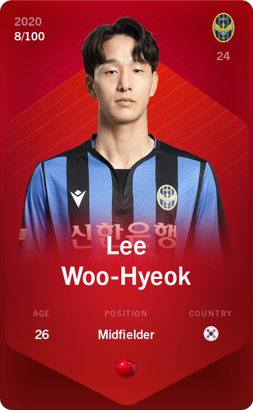 Sorare - Sorare Official - Lee Woo-Hyeok 2020-21 • Rare 8/100 - NFT # 76621003296706509028867197672158663100051133777593767482119187807321043938962