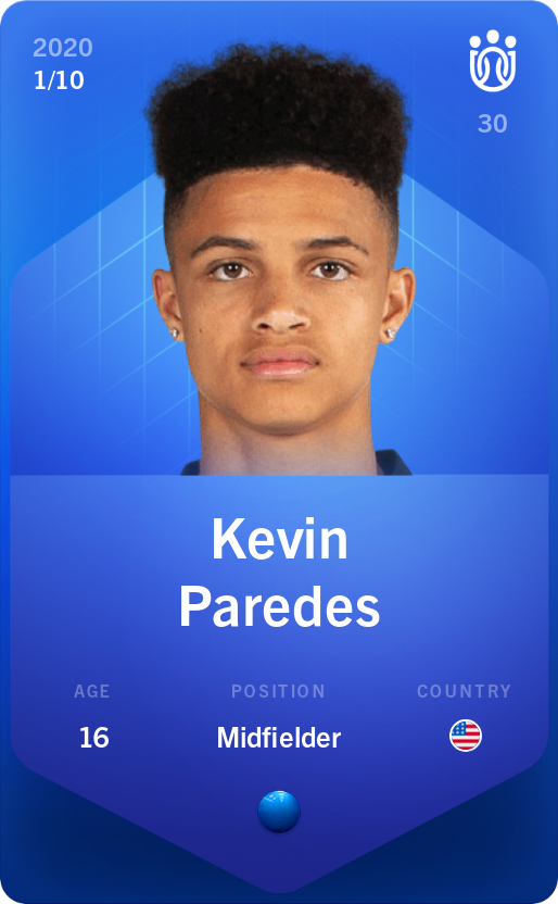 Sorare - Sorare Official - Kevin  Paredes 2020-21 • Super Rare 1/10 - NFT # 57977833563815183757766699113719179148700091054279092032660251223355640171623