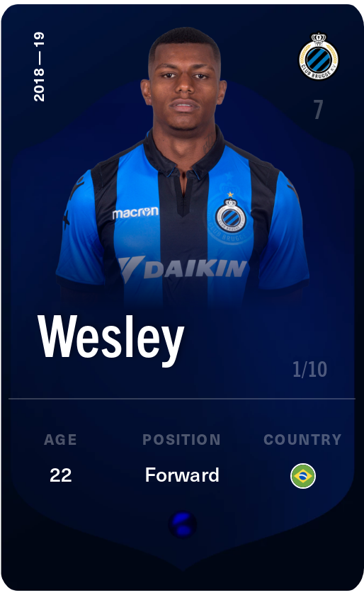 Sorare - Sorare Official - Wesley 2018-19 • Super Rare 1/10 - NFT # 91205570411311874450281041044601151820482082092013807252559264416361274884843