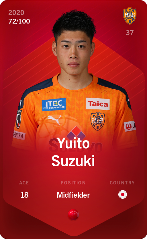 Sorare - Sorare Official - Yuito Suzuki 2020-21 • Rare 72/100 - NFT # 86929456475540395147170715488495625457777212268876427807601256811814820307021