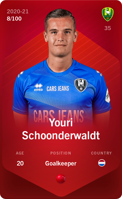 Sorare - Sorare Official - Youri Schoonderwaldt 2020-21 • Rare 8/100 - NFT # 53274991627054950105887638261288641497308752106210737538345142755280295146086