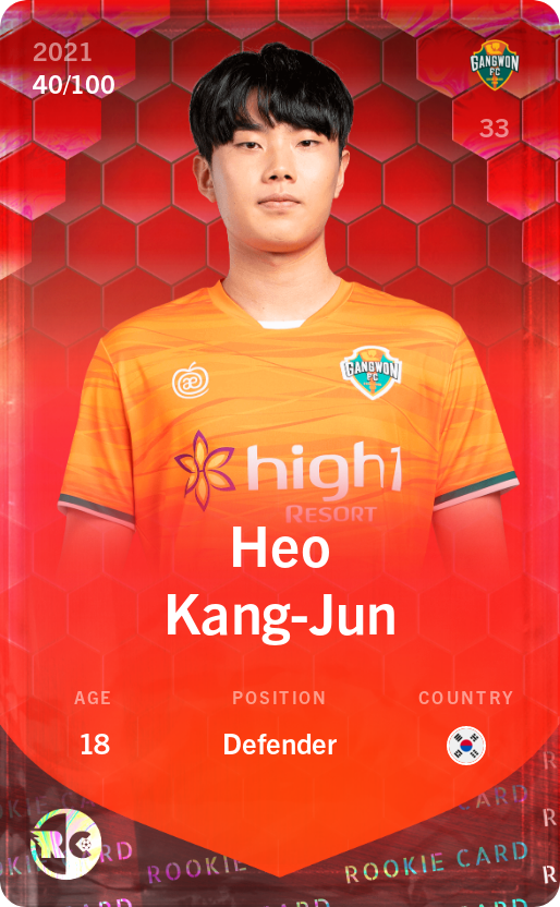 Sorare - Sorare Official - Heo Kang-Jun 2021-22 • Rare 40/100 - NFT # 105745572621593199732798434959091924025910908862362643670239628300748091231890