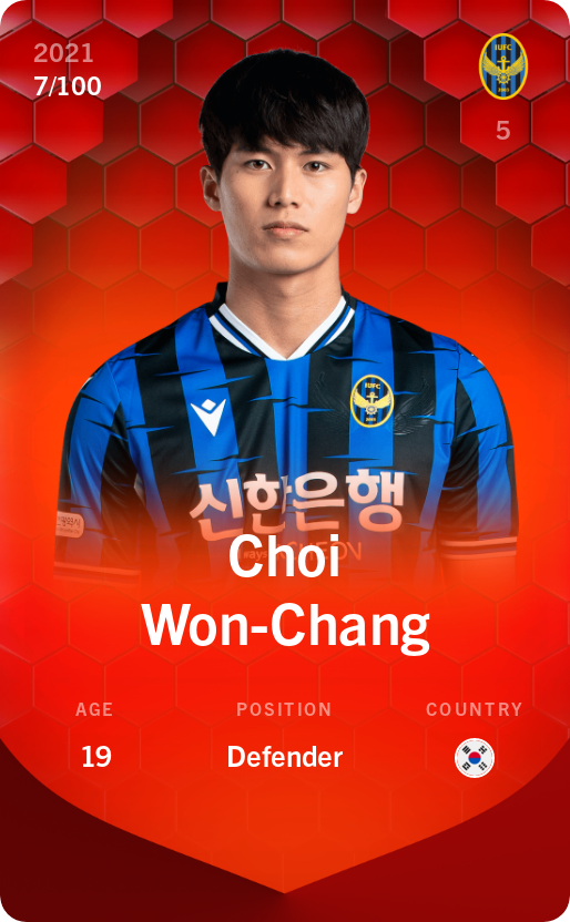 Sorare - Sorare Official - Choi Won-Chang 2021-22 • Rare 7/100 - NFT # 82609752272722946178451094637738725371367674250281312418040437501142103762145