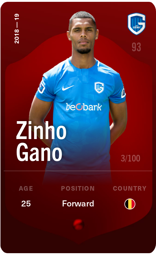 Sorare - Sorare Official - Zinho Gano 2018-19 • Rare 3/100 - NFT # 66205834148864407187641439036997678522947491939109543233578415268450850429906