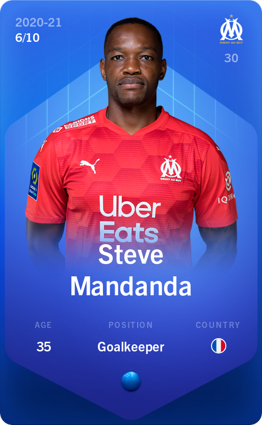 Sorare - Sorare Official - Steve Mandanda 2020-21 • Super Rare 6/10 - NFT # 25452477891440211387611362547545394427693252254794284648037310231173325106601