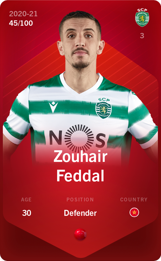 Sorare - Sorare Official - Zouhair Feddal 2020-21 • Rare 45/100 - NFT # 62916435640292669945333984528650701179003557971792239158656151359904098784359