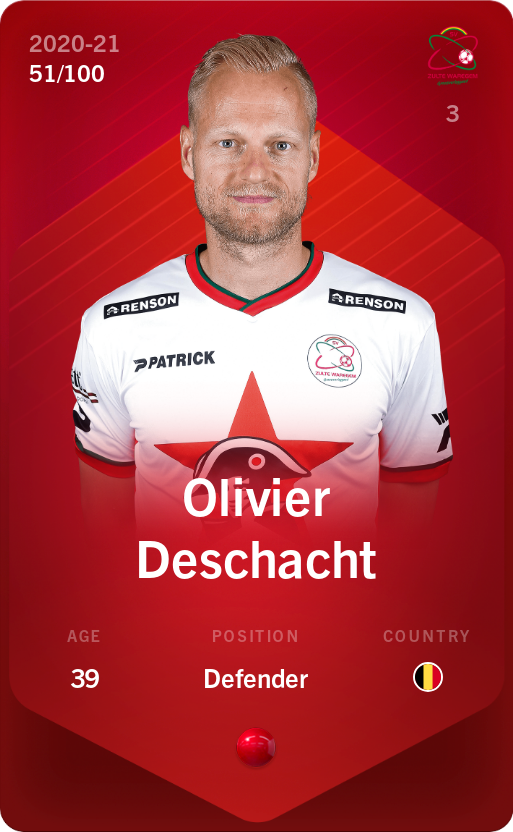 Sorare - Sorare Official - Olivier Deschacht 2020-21 • Rare 51/100 - NFT # 96007876686568316745778901267250465718527451807851035004551464408867921684884