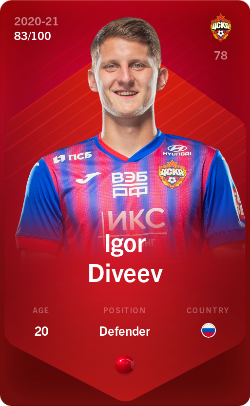 Sorare - Sorare Official - Igor Diveev 2020-21 • Rare 83/100 - NFT # 12019998364695961038924612956773344908057542240662640252191818149269641426335