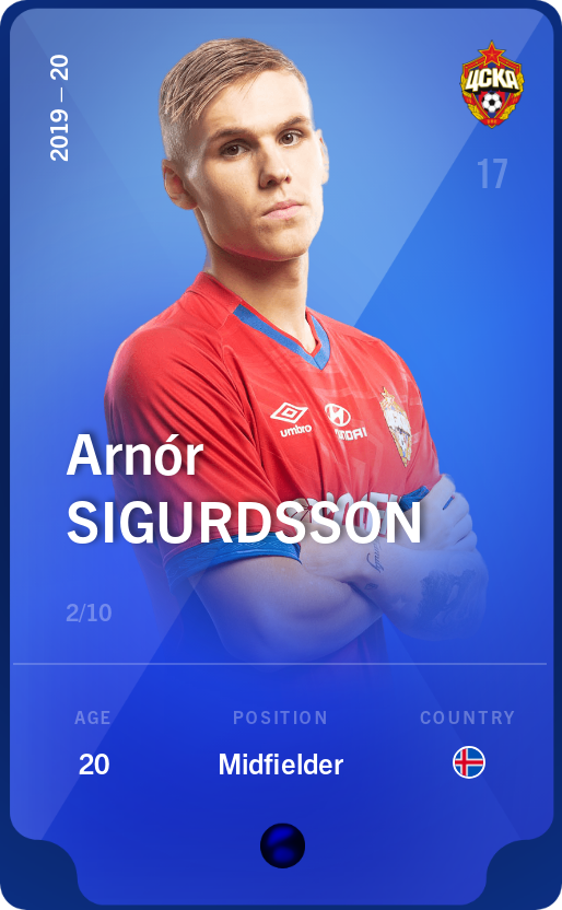 Sorare - Sorare Official - Arnór Sigurdsson 2019-20 • Super Rare 2/10 - NFT # 43888081215431263682179534374885082936013899471757854009270428466011014295143