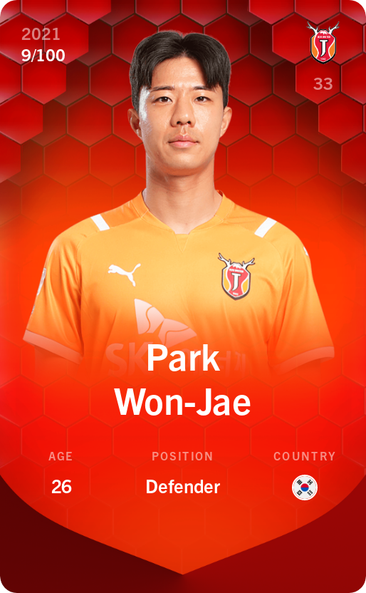 Sorare - Sorare Official - Park Won-Jae 2021-22 • Rare 9/100 - NFT # 73808487588526412061772159978082589167059121707041157504788995499104978033302