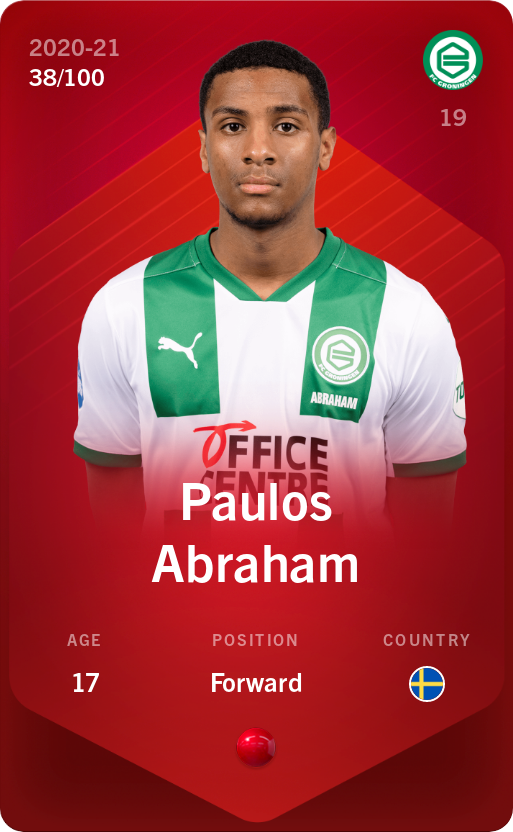 Sorare - Sorare Official - Paulos Abraham 2020-21 • Rare 38/100 - NFT # 50770223274456516181872787209767039531182259053390309514604763315957926638247