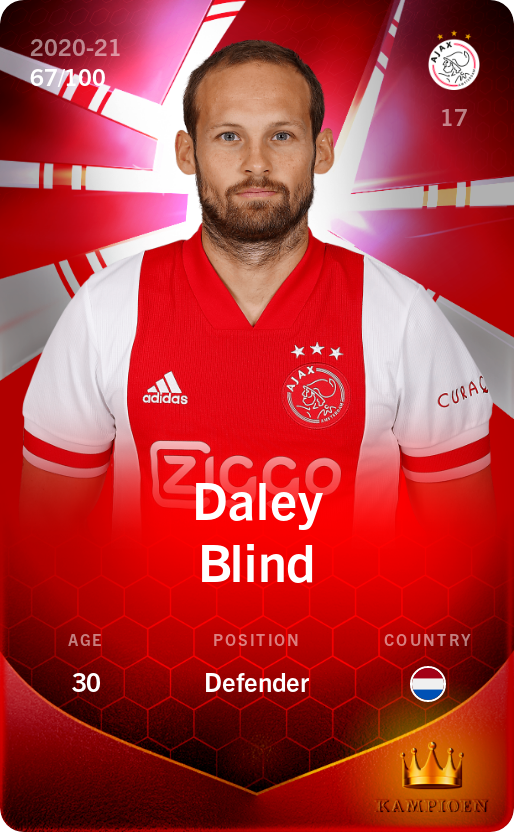 Sorare - Sorare Official - Daley Blind 2020-21 • Rare 67/100 - NFT # 84136477736083795686667915562735289064344752330276234317428944318227102358714