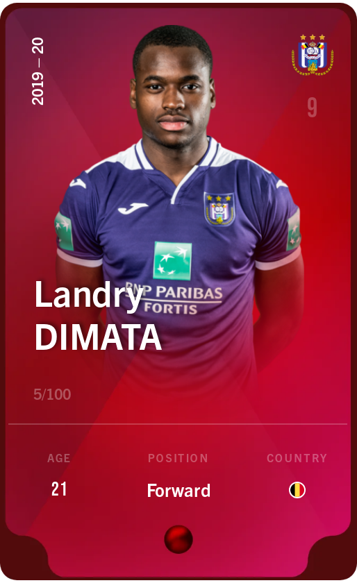 Sorare - Sorare Official - Landry Dimata 2019-20 • Rare 5/100 - NFT # 112327895765573036297789115439612291426848654657892864217561504687391496893297