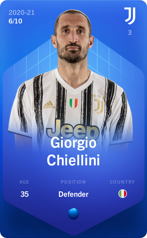 Sorare - Sorare Official - Giorgio Chiellini 2020-21 • Super Rare 6/10 - NFT # 86581211554851143637862925042921747453391138768935728253760743740975299248317