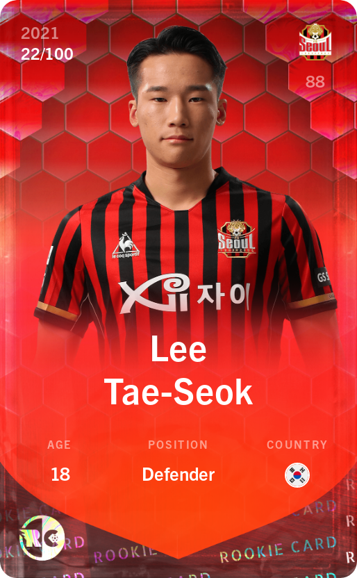 Sorare - Sorare Official - Lee Tae-Seok 2021-22 • Rare 22/100 - NFT # 37860705422374076927082433337468081320753978208067525573977162811377344642802