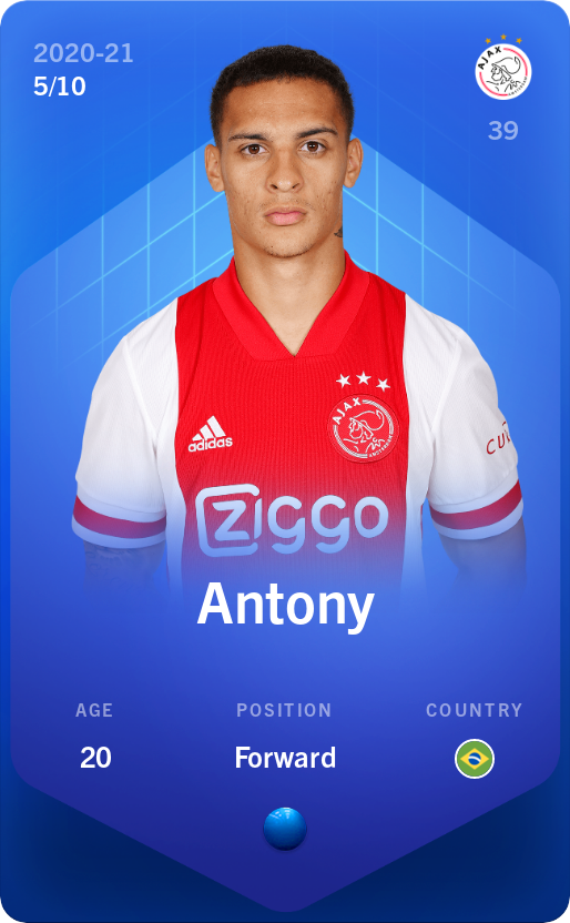Sorare - Sorare Official - Antony 2020-21 • Super Rare 5/10 - NFT # 55626837222801072888982287548333926096610999823871464581877792249419320763279