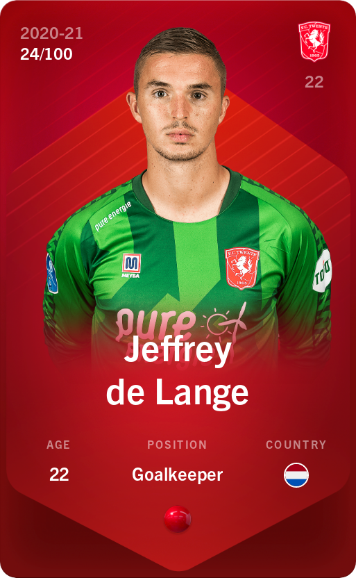 Sorare - Sorare Official - Jeffrey de Lange 2020-21 • Rare 24/100 - NFT # 74952222136190228888911207022503957985920823158497687784930793838601015908793