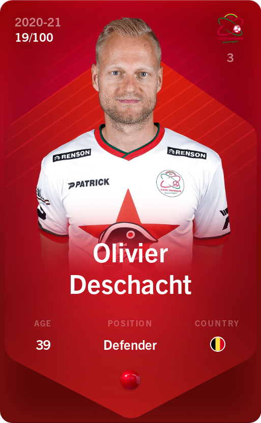 Sorare - Sorare Official - Olivier Deschacht 2020-21 • Rare 19/100 - NFT # 37000435431712116156314837385483232667066953253015736815931526490439945711565