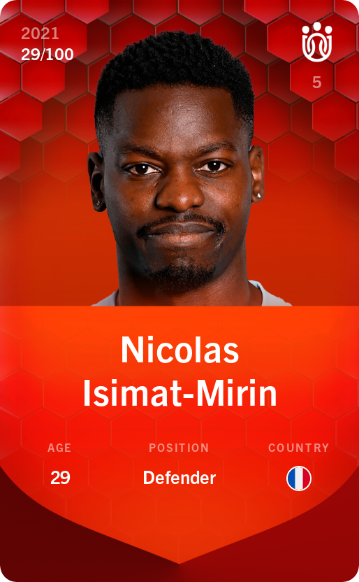 Sorare - Sorare Official - Nicolas Isimat-Mirin 2021-22 • Rare 29/100 - NFT # 85333913093233320203167611255819940158193793946069064114451138565357054125311