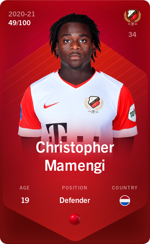 Sorare - Sorare Official - Christopher Mamengi 2020-21 • Rare 49/100 - NFT # 68897473588516694135395434939789041135511231008654766180929962779795876994560