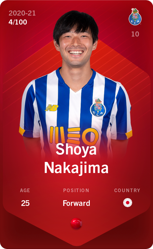 Sorare - Sorare Official - Shoya Nakajima 2020-21 • Rare 4/100 - NFT # 97612821128514489828293162905417643737897141941780373730674393811416577241993