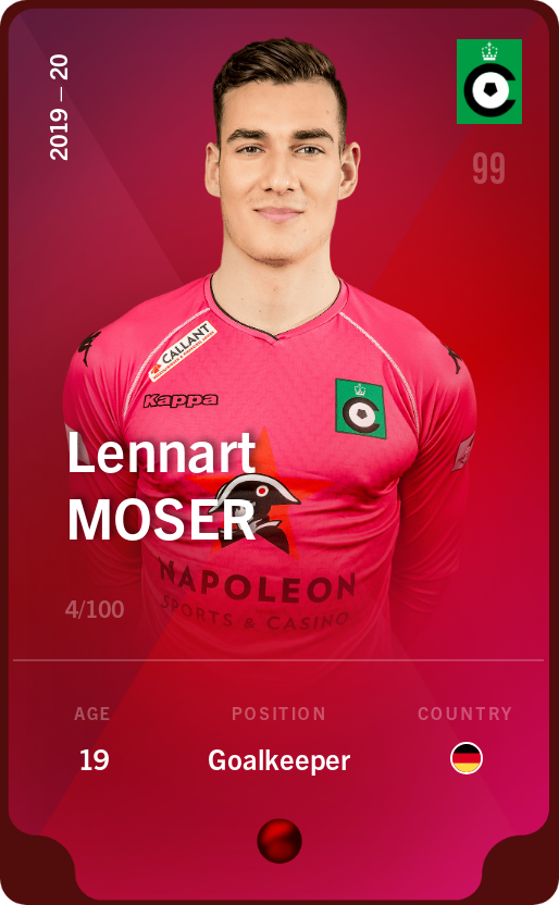 Sorare - Sorare Official - Lennart Moser 2019-20 • Rare 4/100 - NFT # 105850154746498008367637599790165240230046058040687146459982333031340005799920