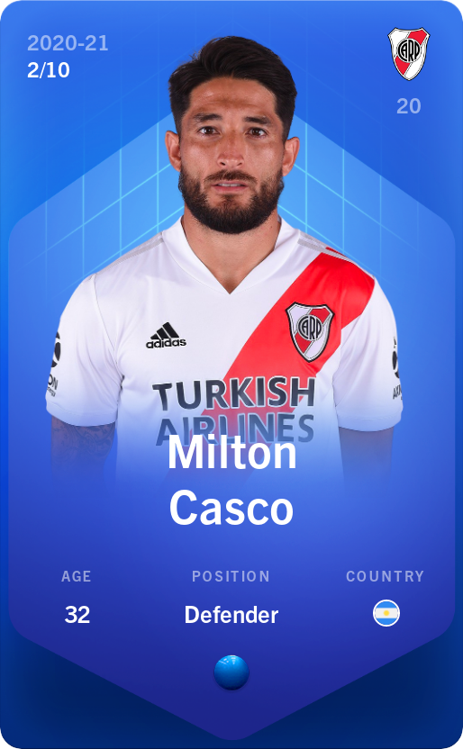 Sorare - Sorare Official - Milton Casco 2020-21 • Super Rare 2/10 - NFT # 94165250834243011216766685610829273023333943781831760228240185326878994209041