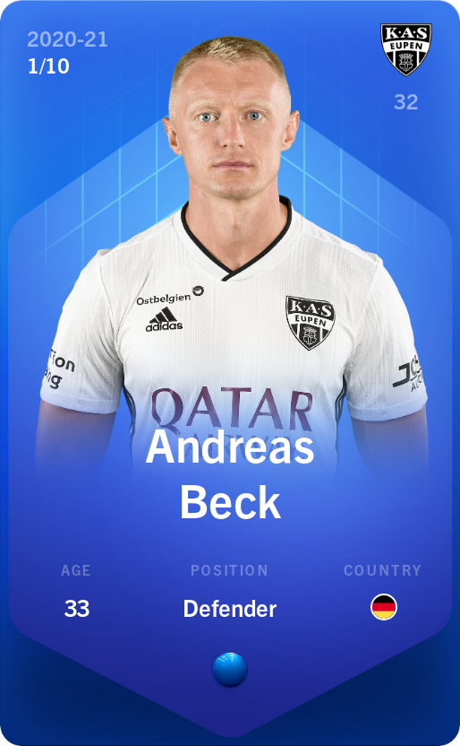 Sorare - Sorare Official - Andreas Beck 2020-21 • Super Rare 1/10 - NFT # 115221611186612498566696070096389464719591197554717552814547903412359582264231