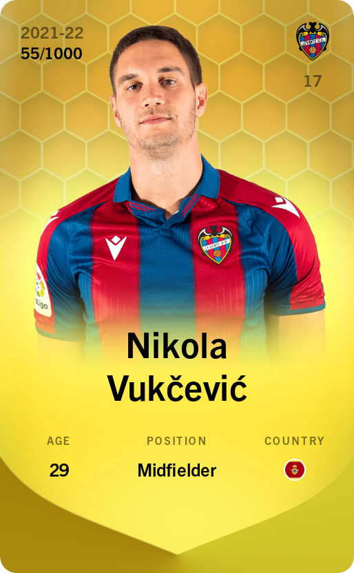 Sorare - Sorare Official - Nikola Vukčević 2021-22 • Limited 55/1000 - NFT # 56172111009779967820668069946088646473187665391405150226481882782719486277470