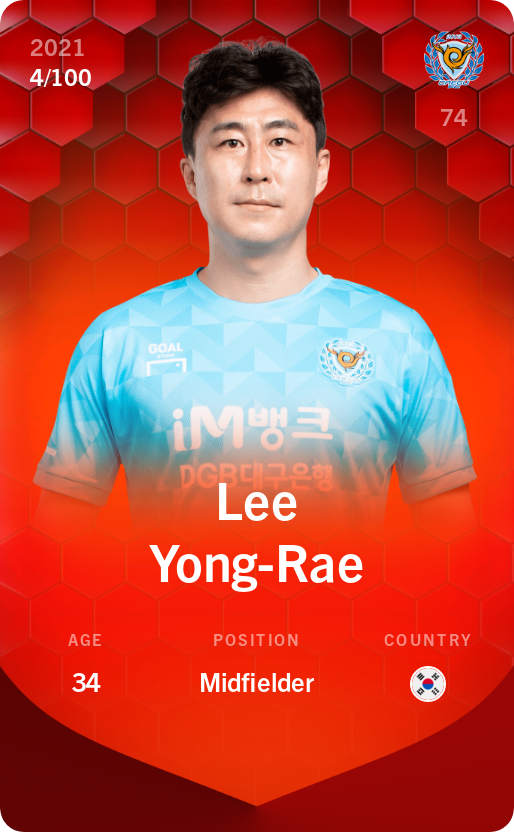 Sorare - Sorare Official - Lee Yong-Rae 2021-22 • Rare 4/100 - NFT # 37885178606762413304319860982414596045890710679042857694901973607137270565836