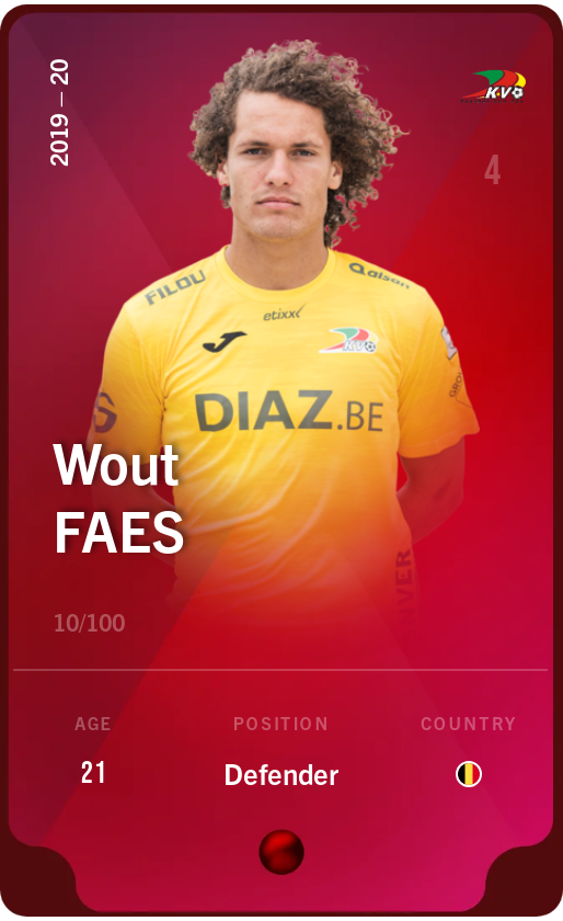 Sorare - Sorare Official - Wout Faes 2019-20 • Rare 10/100 - NFT # 15885551360241372092094662295550915121333584043615661231460753296703656431528