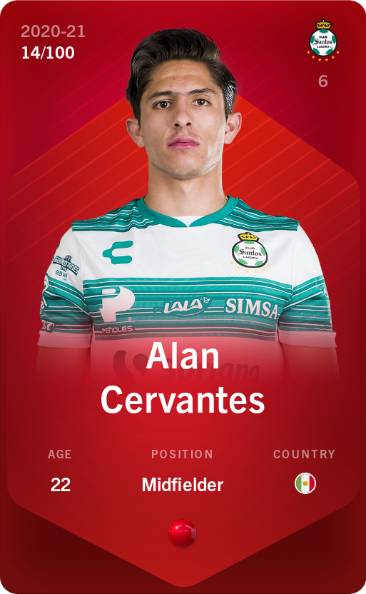 Sorare - Sorare Official - Alan Cervantes 2020-21 • Rare 14/100 - NFT # 69410221160341098075037447405370003910974201512891947678654549214620617624865