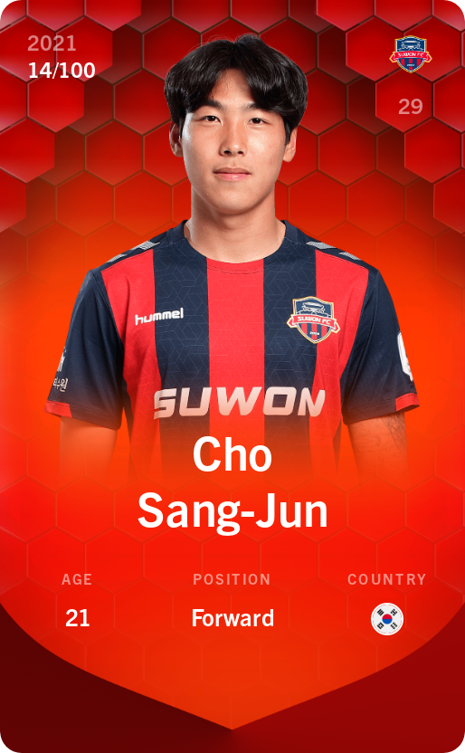 Sorare - Sorare Official - Cho Sang-Jun 2021-22 • Rare 14/100 - NFT # 4204570662216554687558693216552220119595901160305359972730478174240157096157