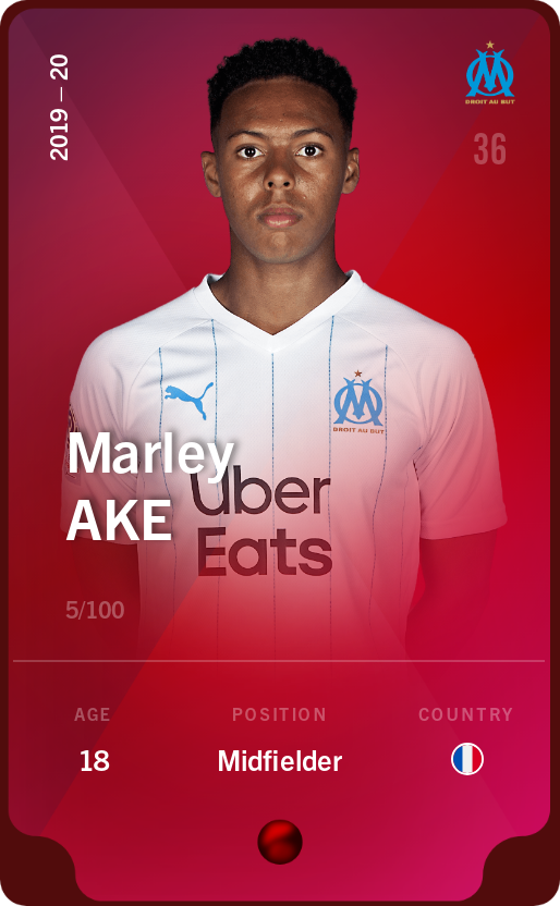 Sorare - Sorare Official - Marley Ake 2019-20 • Rare 5/100 - NFT # 97537587015710937541998320657474705645687516337856304157536024458652369887224