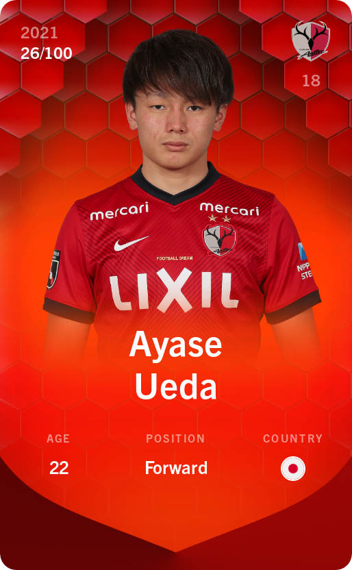 Sorare - Sorare Official - Ayase Ueda 2021-22 • Rare 26/100 - NFT # 104418516712708110889746985959134664788664072602041150331382513508341677369601