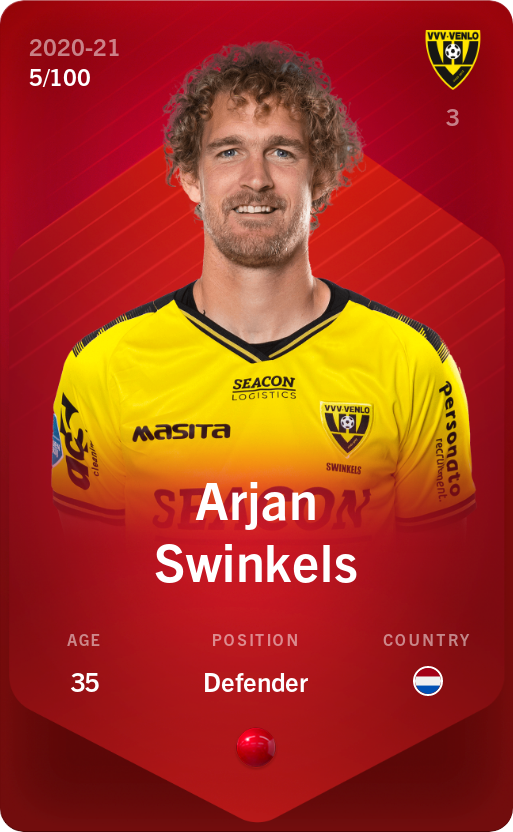 Sorare - Sorare Official - Arjan Swinkels 2020-21 • Rare 5/100 - NFT # 108279267448289105765102398979080342412809742906405283208325044161467867041106