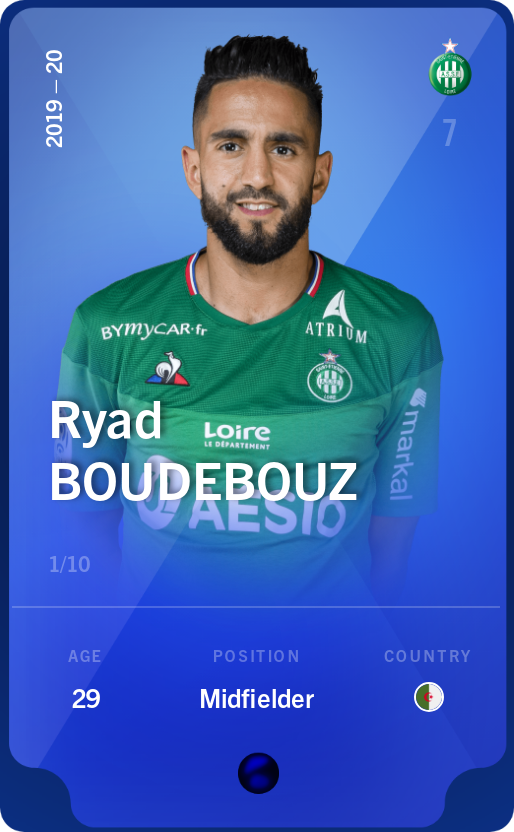 Sorare - Sorare Official - Ryad Boudebouz 2019-20 • Super Rare 1/10 - NFT # 42055947998528899958473858212019162596499353729160195742521657998031533694617